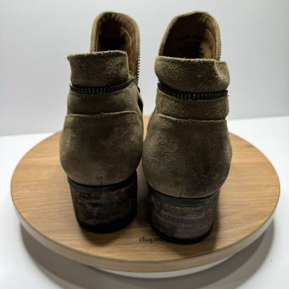BORN Brown Suede Leather Ankle Boots Side Zipper Chunky block heel Womens Size 8 - Picture 7 of 9